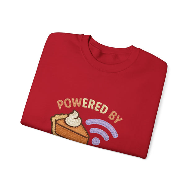 Powered by Pie and Wi-Fi Crewneck Sweatshirt, Cozy Sweatshirt Gift, Funny Thanksgiving Apparel, Comfy Fall Wear, Unisex Sweater