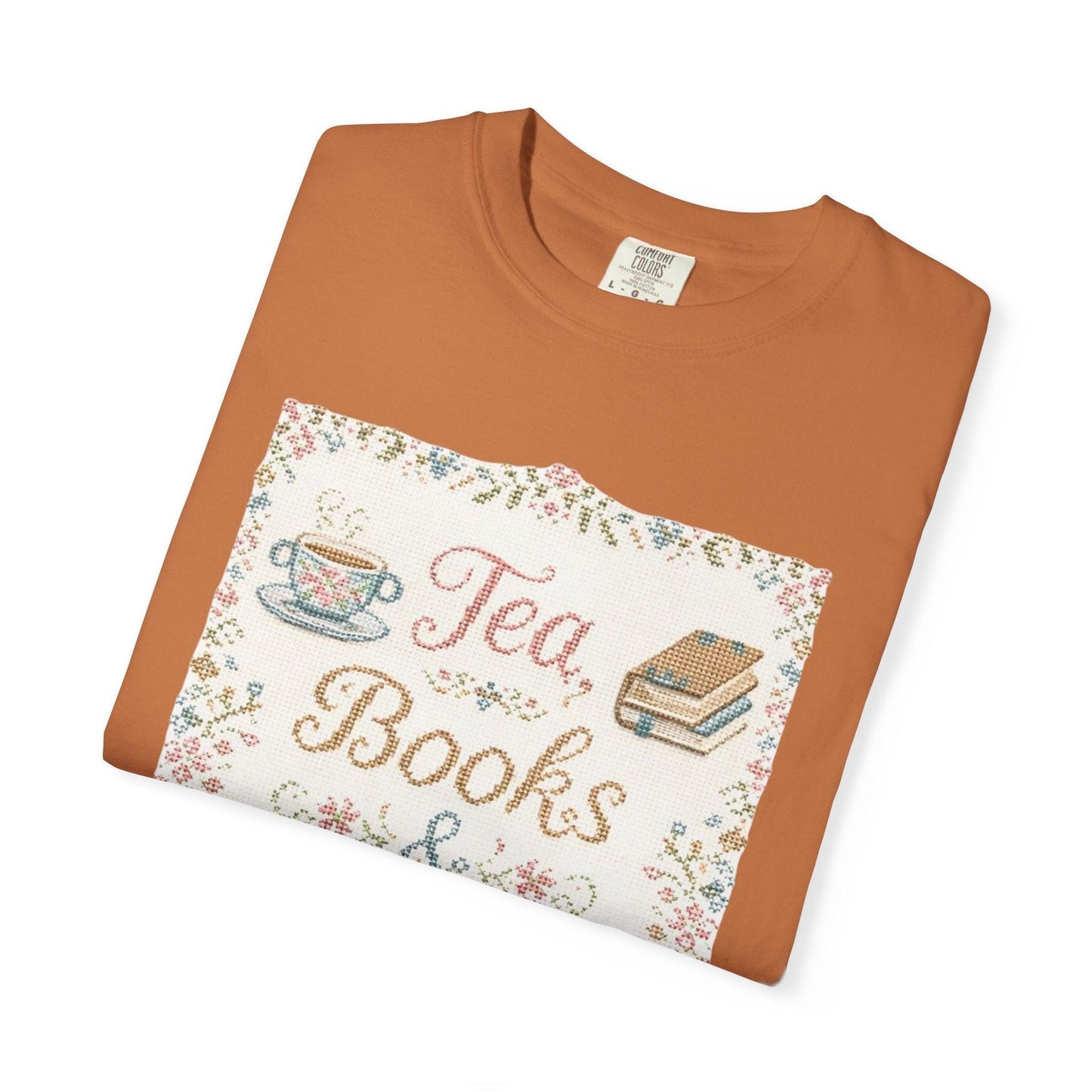 Tea Books & Stitching T-shirt | Reading, Sewing, Cozy Hobby Design