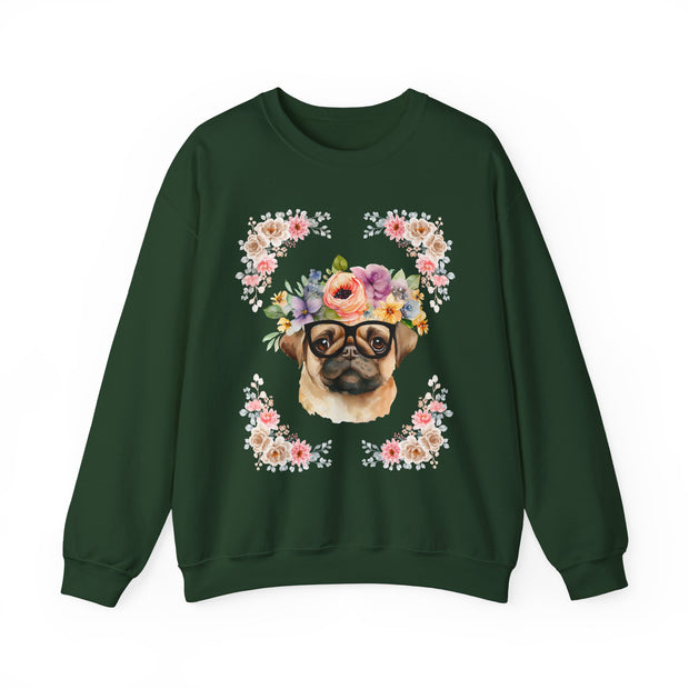 Geeky Goddess Pug Unisex Crewneck Sweatshirt