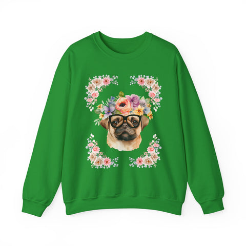 Geeky Goddess Pug Unisex Crewneck Sweatshirt