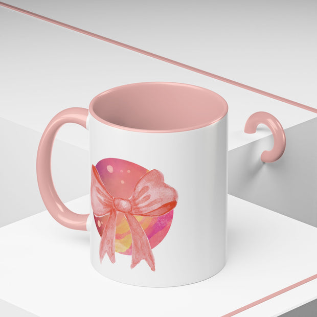 Pink/Yellow Planet Wrapped In A Bow Accent Coffee Mug