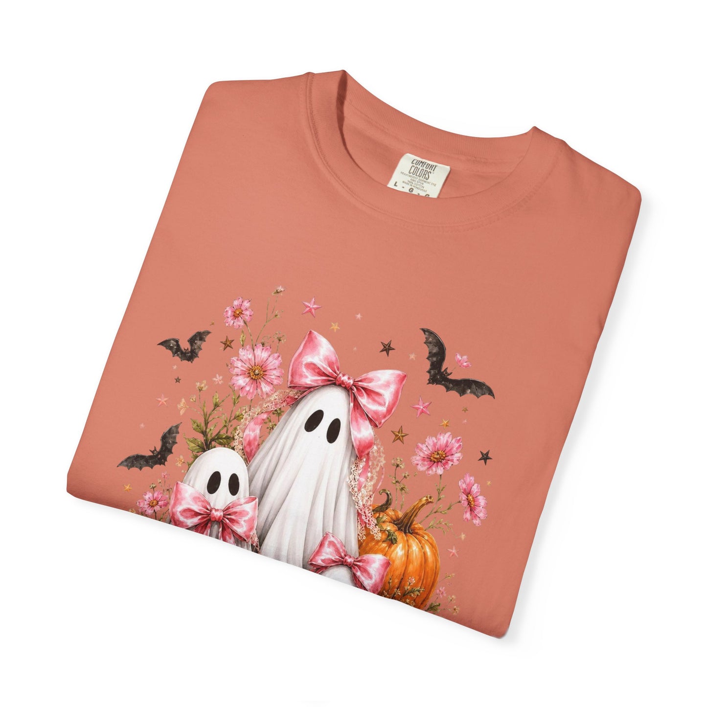 Coquette Ghost Halloween Shirt, Pink Bow Ghost T-Shirt, Cute Spooky Season Tee, Girly Halloween Pumpkin Graphic, Fall Aesthetic Shirt