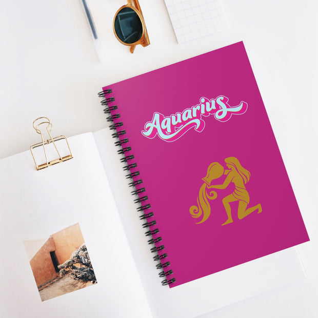 'Aquarius' Zodiac Spiral Notebook