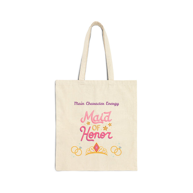 'Main Character Energy: Maid of Honor' Cotton Canvas Tote Bag