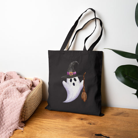 Holy Ghost Witch Cotton Canvas Tote Bag