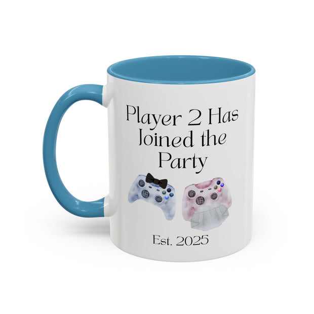 'Player 2 Has Joined The Party' 'Est. 2025' Accent Coffee Mug