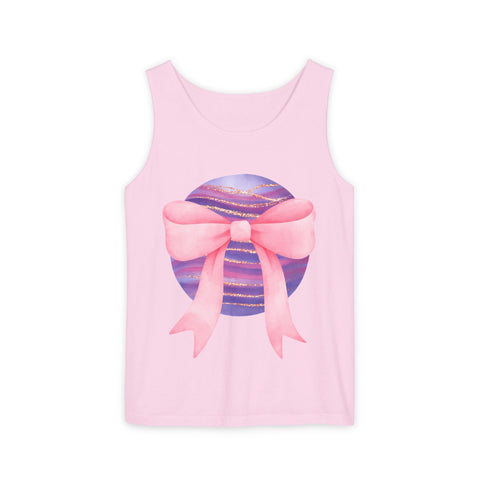 Pink/Purple Planet Wrapped In Bow Unisex Tank Top