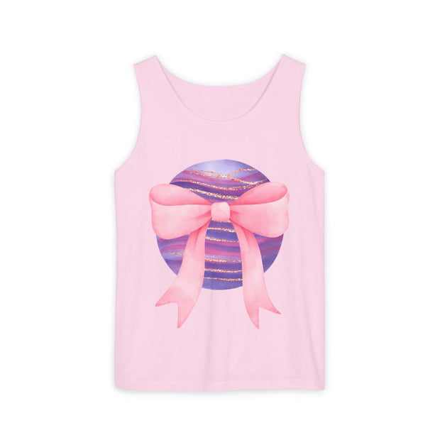 Pink/Purple Planet Wrapped In Bow Unisex Tank Top