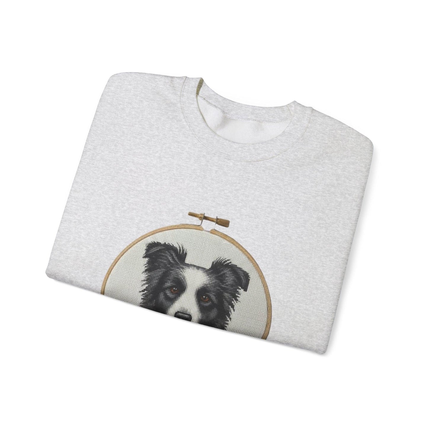 Border Collie Portrait Crewneck Sweatshirt | Embroidery Hoop Dog Design