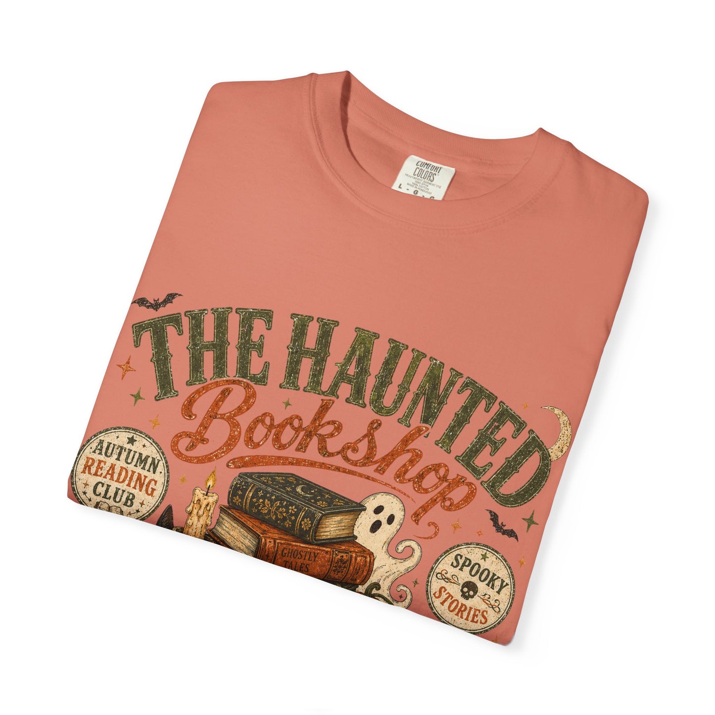 The Haunted Bookshop T-Shirt, Spooky Book Lover Shirt, Cozy Autumn Reading Tee, Halloween Bookstore Graphic, BookTok Reader Gift