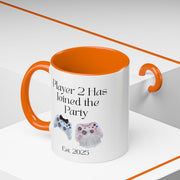 'Player 2 Has Joined The Party' 'Est. 2025' Accent Coffee Mug