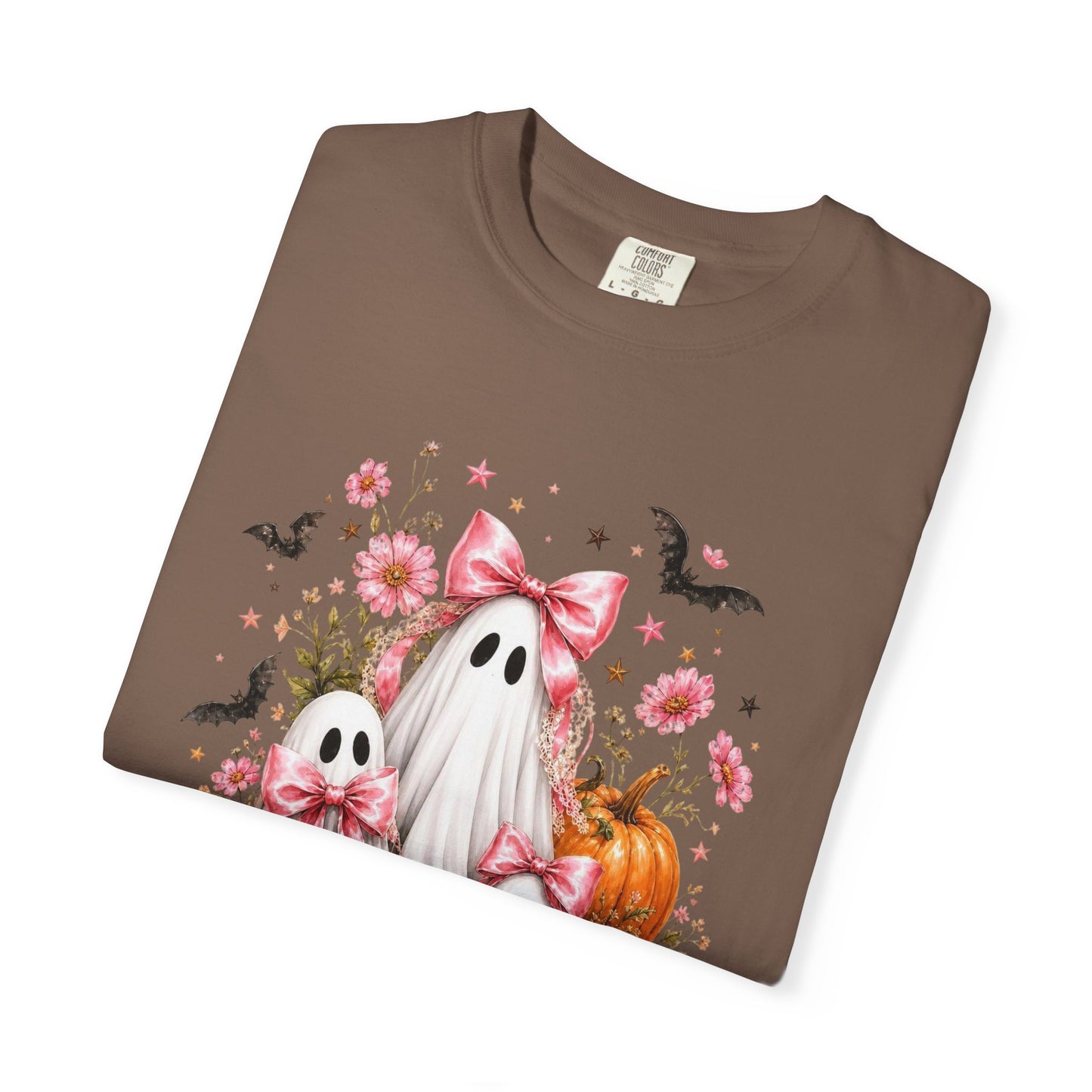Coquette Ghost Halloween Shirt, Pink Bow Ghost T-Shirt, Cute Spooky Season Tee, Girly Halloween Pumpkin Graphic, Fall Aesthetic Shirt