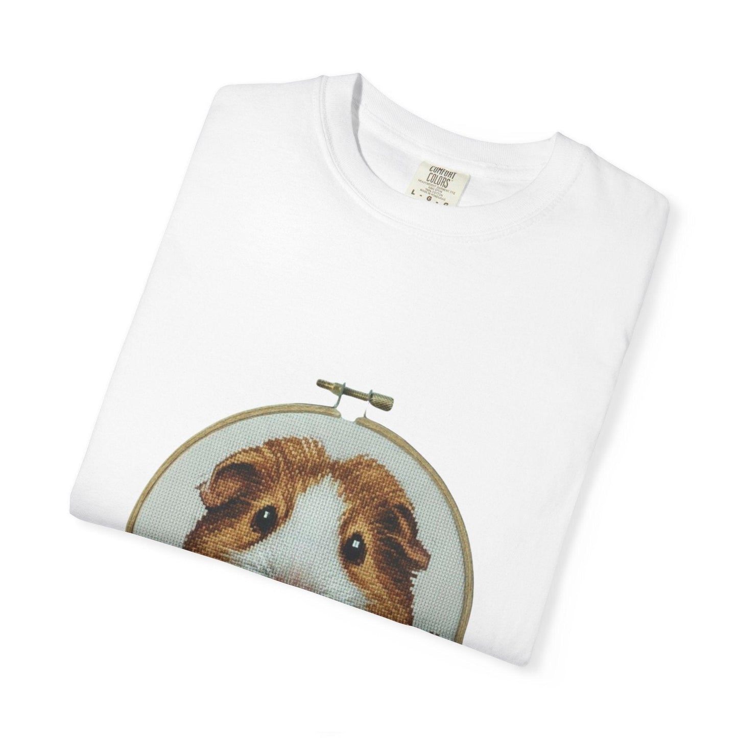 Guinea Pig Portrait T-shirt | Embroidery Hoop Style, Cute Pet Graphic