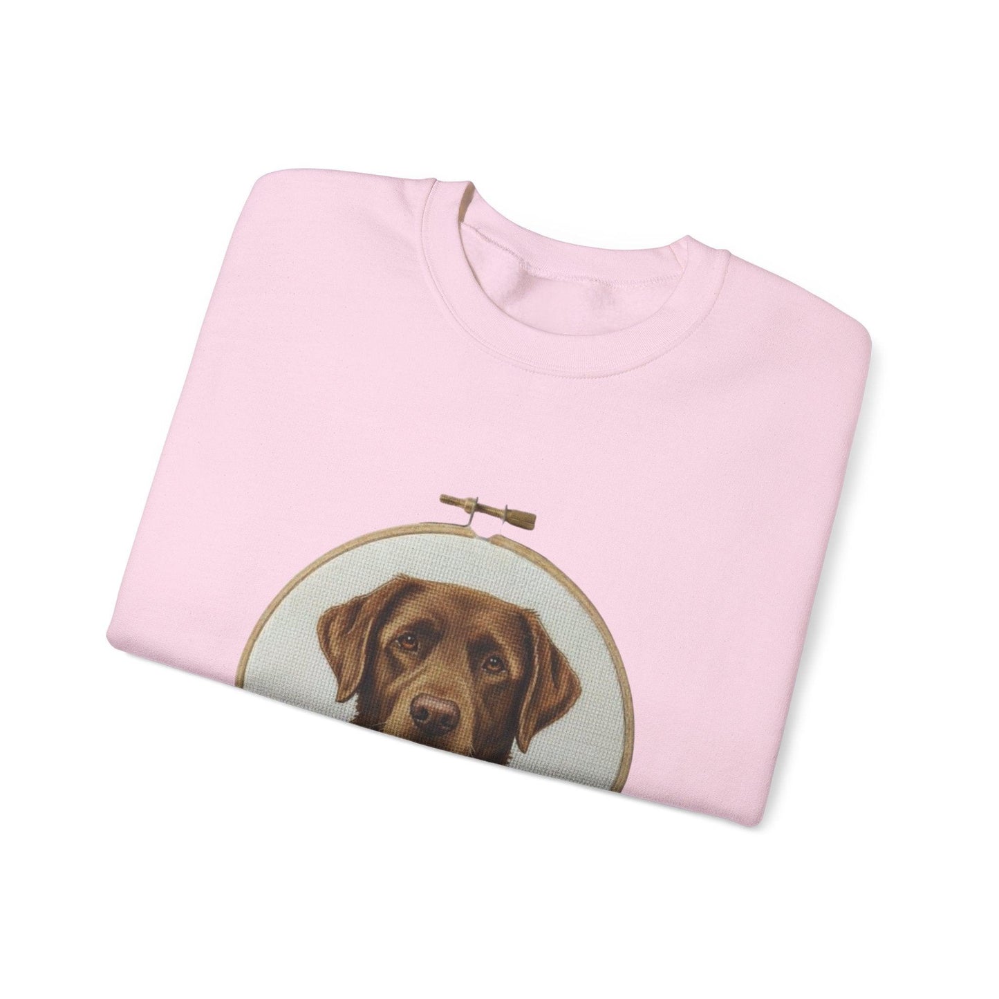 Chocolate Labrador Portrait Sweatshirt | Floral Hoop Embroidery Art