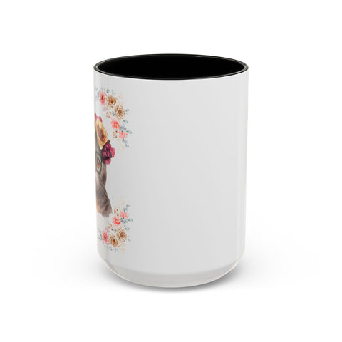 Geeky Goddess Dark Gray Cat Accent Coffee Mug