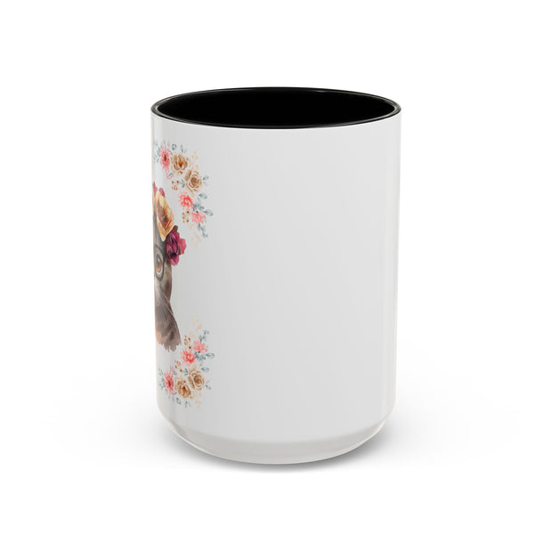 Geeky Goddess Dark Gray Cat Accent Coffee Mug
