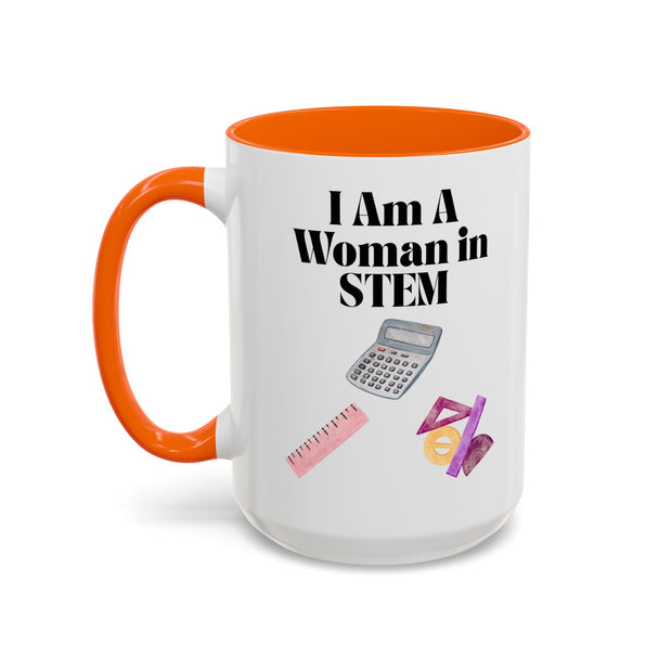 'I Am A Woman In STEM' Accent Coffee Mug