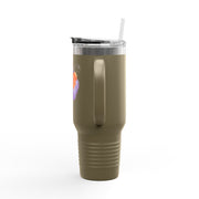 Purple Pumpkin Wrapped In A Bow Insulated Travel Mug, 40oz