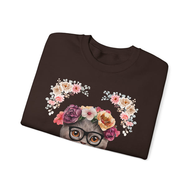 Geeky Goddess Dark Gray Cat Unisex Crewneck Sweatshirt