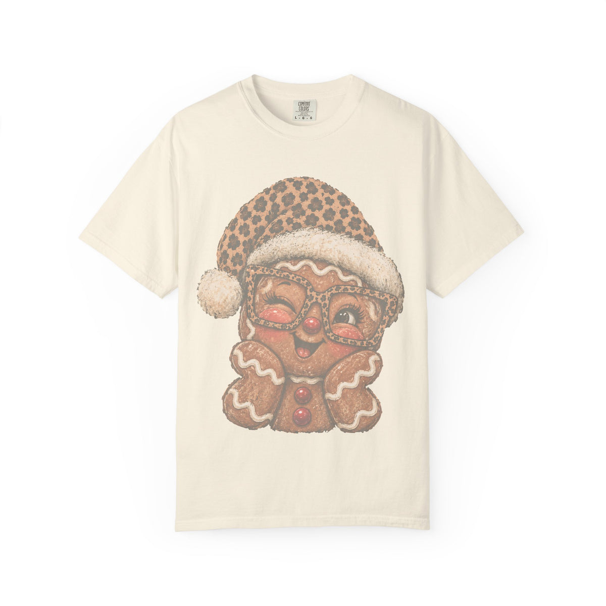 Gingerbread Christmas Shirt, Leopard Gingerbread Tee, Cute Christmas T-Shirt, Retro Holiday Shirt, Gingerbread Lover Gift for Her