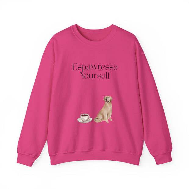'Espawresso Yourself' Golden Retriever Unisex Crewneck Sweatshirt