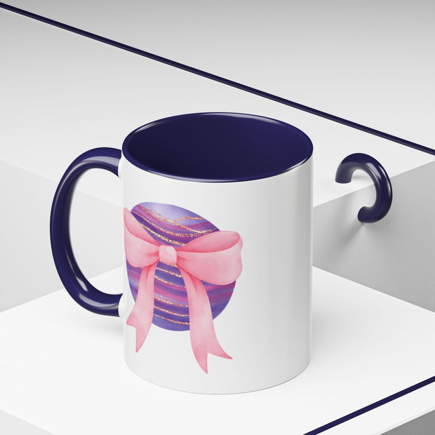 Pink/Purple Planet Wrapped In A Bow Accent Coffee Mug