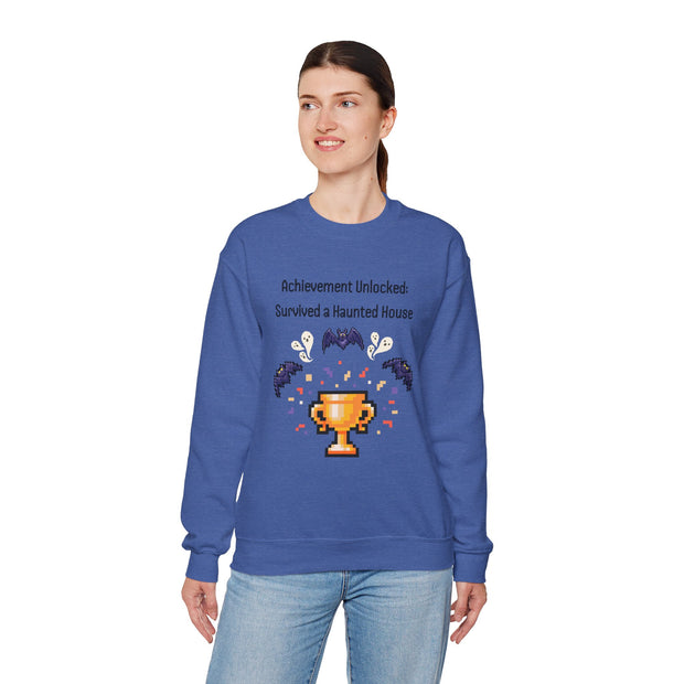 'Achievement Unlocked: Survived A Haunted House' Unisex Crewneck Sweatshirt