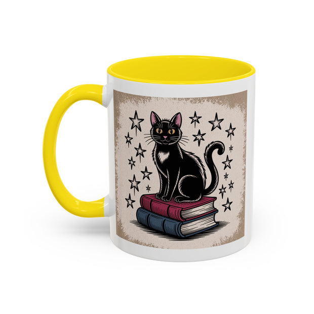 Cat and Book Lover's Accent Coffee Mug