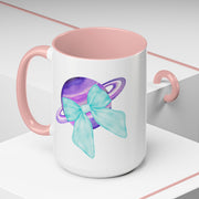 Purple Saturn Wrapped In A Bow Accent Coffee Mug