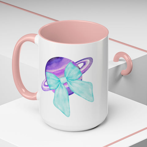 Purple Saturn Wrapped In A Bow Accent Coffee Mug