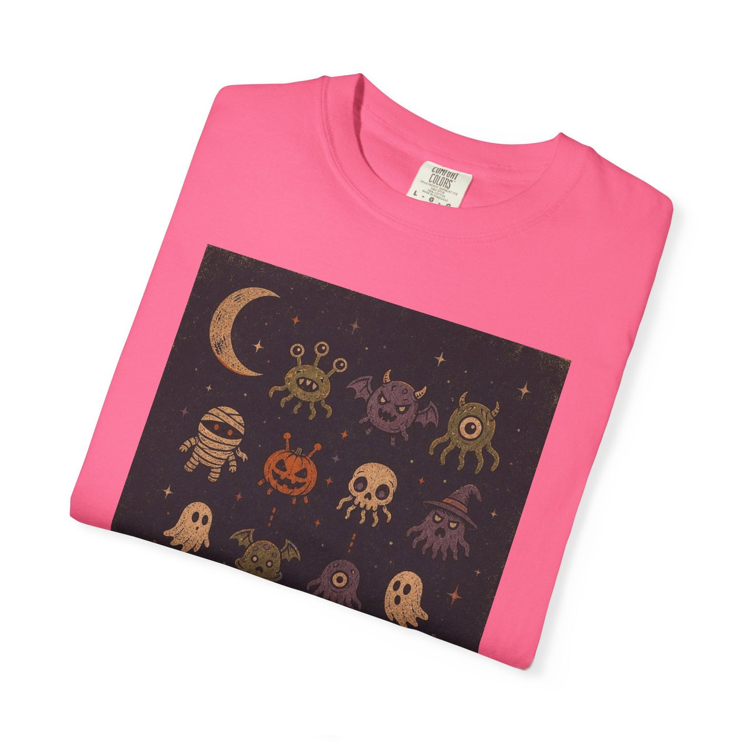 Cute Halloween Witch and Ghosts T-Shirt | Pumpkin Moon Spooky Illustration