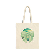 Green Planet Wrapped In A Bow Cotton Canvas Tote Bag