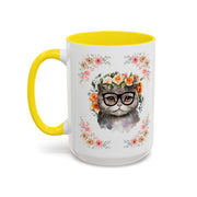 Geeky Goddess Gray Cat Accent Coffee Mug