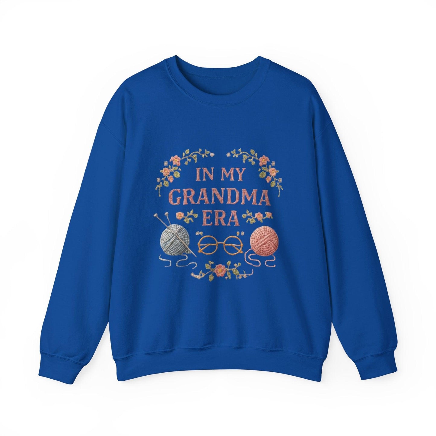 In My Grandma Era knitting balls and glasses Sweatshirt | Cozy vintage floral design