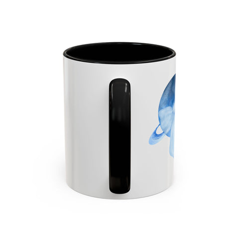 Blue Saturn Wrapped In A Blue Bow Accent Coffee Mug