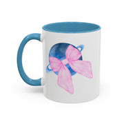 Blue Saturn Wrapped In A Pink Bow Accent Coffee Mug