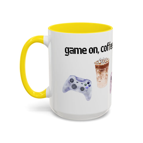 'Game On, Coffee First' Accent Coffee Mug