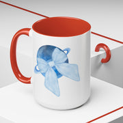 Blue Saturn Wrapped In A Blue Bow Accent Coffee Mug