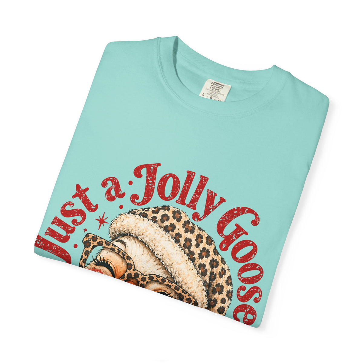Jolly Goose Christmas Shirt, Funny Christmas Goose Tee, Leopard Santa Goose Shirt, Goose Lover Gift, Retro Holiday T-Shirt
