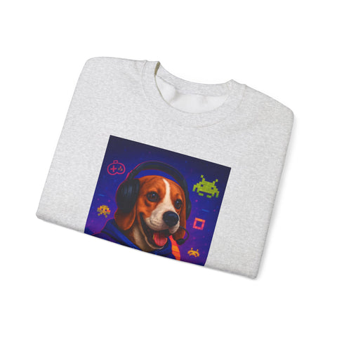 Game On Beagle Sweatshirt, Gamer Gift, Cute Pet Sweatshirt, Video Game Crewneck, Unique Dog Lover Apparel