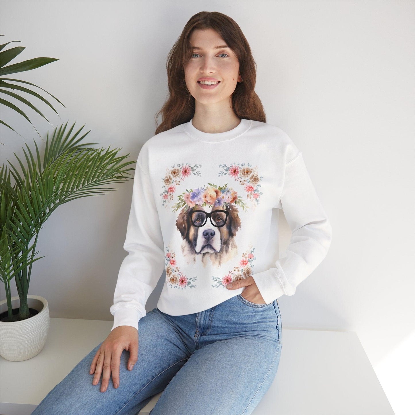 Geeky Goddess Saint Bernard Unisex Crewneck Sweatshirt
