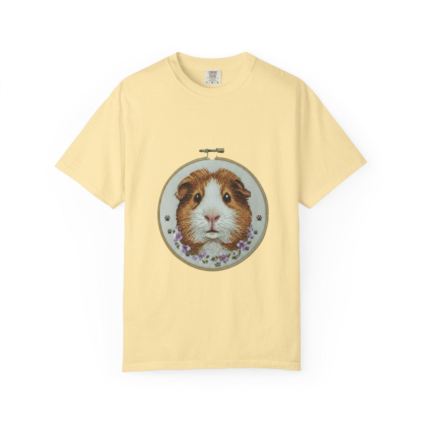 Guinea Pig Portrait T-shirt | Embroidery Hoop Style, Cute Pet Graphic