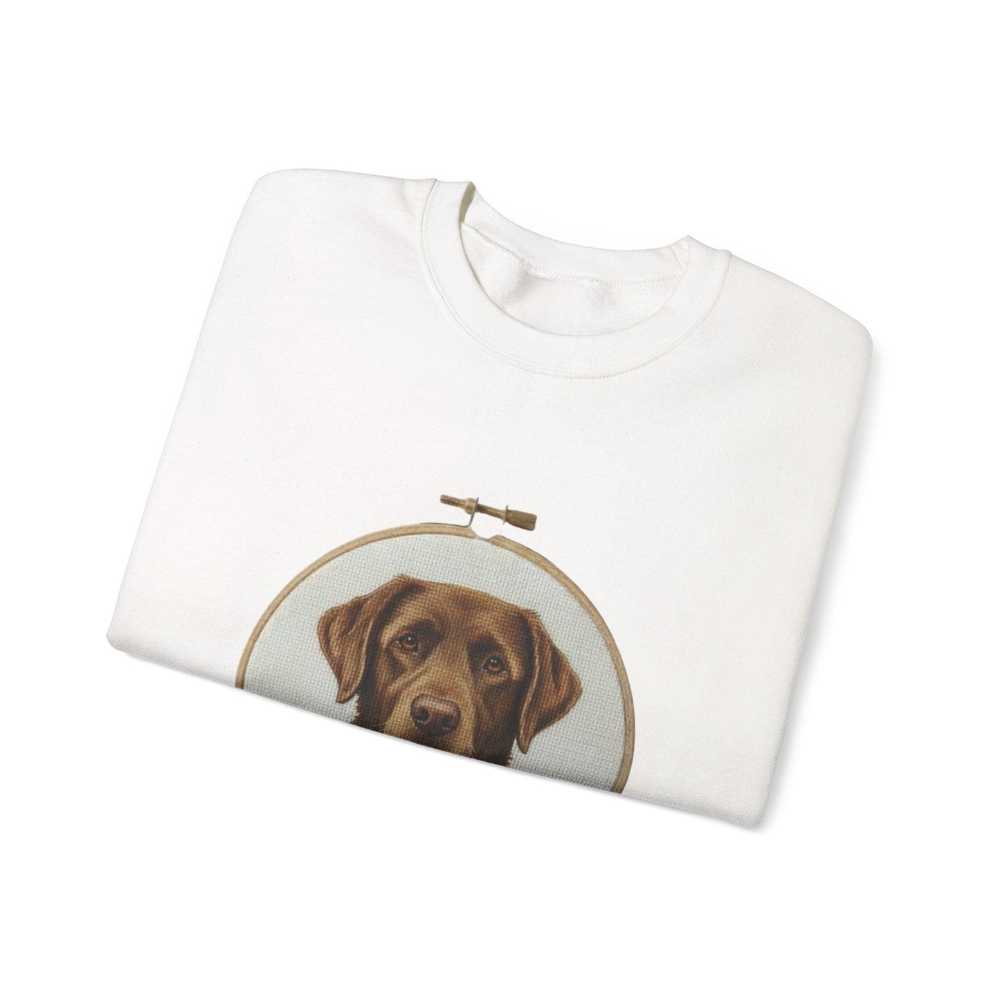 Chocolate Labrador Portrait Sweatshirt | Floral Hoop Embroidery Art
