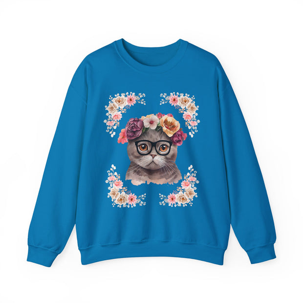Geeky Goddess Dark Gray Cat Unisex Crewneck Sweatshirt