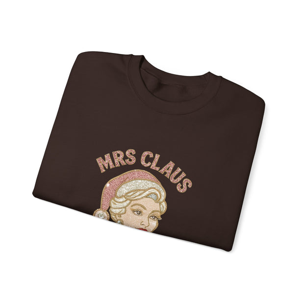 Mrs Claus Glam Squad Sweatshirt | Retro Mrs. Claus Illustration, Christmas Holiday Crewneck