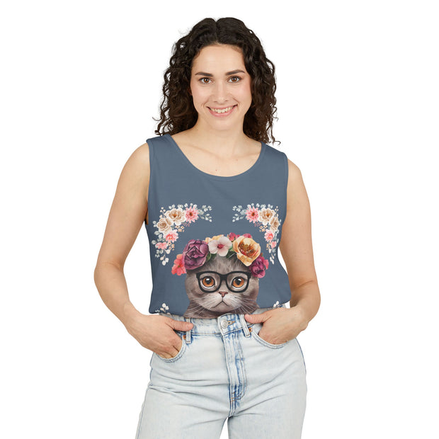 Geeky Goddess Dark Gray Cat Unisex Tank Top