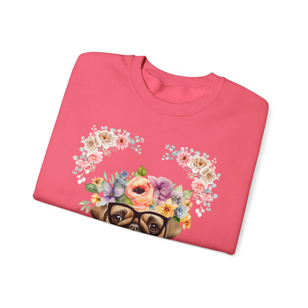 Geeky Goddess Pug Unisex Crewneck Sweatshirt