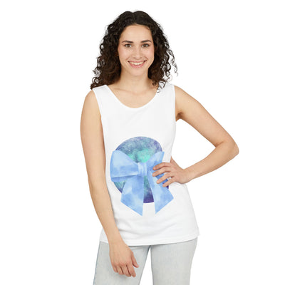 Blue/Green Planet Wrapped In A Bow Unisex Tank Top