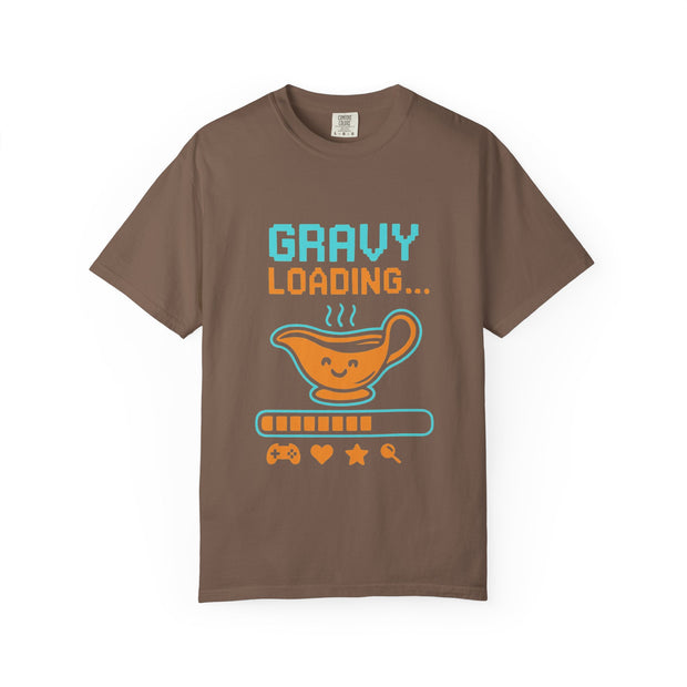 Gravy Loading Unisex Tee, Funny Foodie T-Shirt for Thanksgiving, Casual Wear, Gamer Gift, Comfort Fit