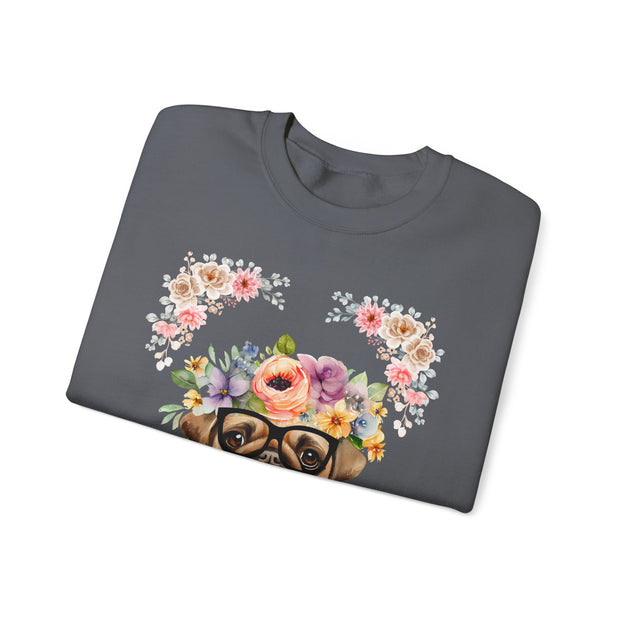 Geeky Goddess Pug Unisex Crewneck Sweatshirt